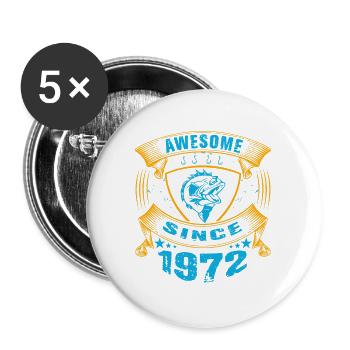 Génial depuis 1972. Angel, l’anniversaire du pêcheur - Lot de 5 grands badges (56 mm) - blanc - Devant