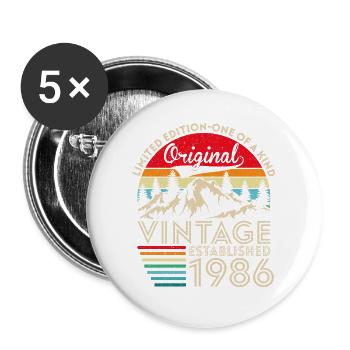 Original vintage established in 1986 anniversary - Buttons large 2.2''/56 mm (5-pack) - white - Front