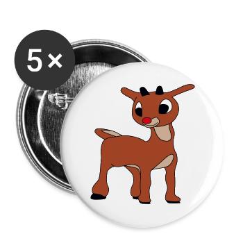Rudolph das Rentier mit roter Nase - Buttons groß 56 mm (5er Pack) - Weiß - Vorne
