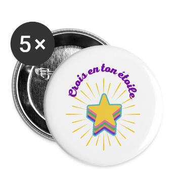 Crois en ton étoile - Lot de 5 grands badges (56 mm) - blanc - Devant