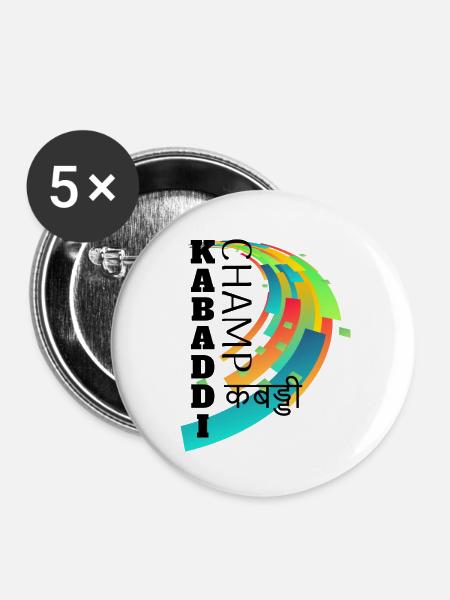 Kabaddi Champ - Buttons groß 56 mm (5er Pack) - Weiß