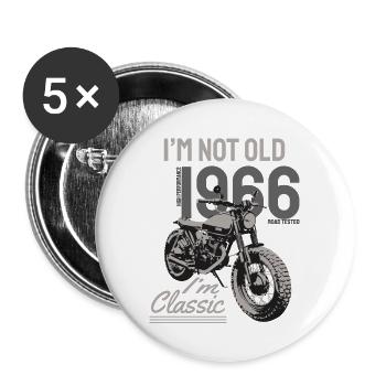 Je ne suis pas vieux, je suis classique. Anniversaire de motard 1966 - Lot de 5 grands badges (56 mm) - blanc - Devant