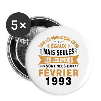 Les légendes sont nées en Février 1993 Vintage - Lot de 5 grands badges (56 mm) - blanc - Devant