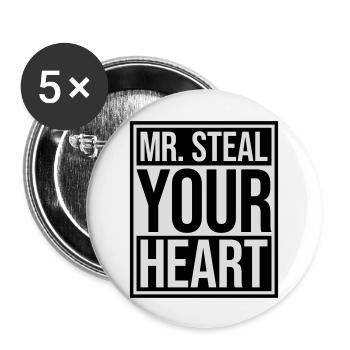 mr steal your heart - Buttons groß 56 mm (5er Pack) - Weiß - Vorne
