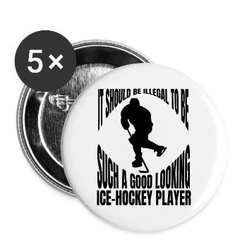 Eishockeyteam Geschenk Eishockey Wintersport - Buttons groß 56 mm (5er Pack) - Weiß - Vorne