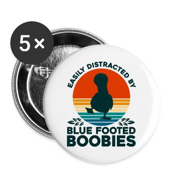 Seabird Blue-footed Gannet Birdwatcher Gift - Buttons large 2.2''/56 mm (5-pack) - white - Front