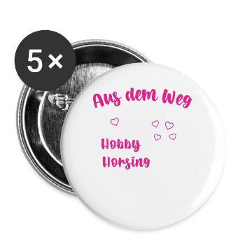 Hobby Horse Teenager Riding Jumping Horsing - Buttons groß 56 mm (5er Pack) - Weiß - Vorne
