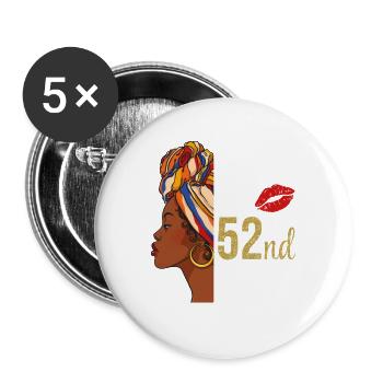 Entrer dans mon 52e anniversaire comme une reine - Lot de 5 grands badges (56 mm) - blanc - Devant