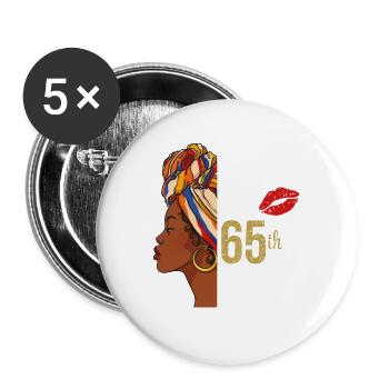 Entrer dans mon 65e anniversaire comme une reine - Lot de 5 grands badges (56 mm) - blanc - Devant