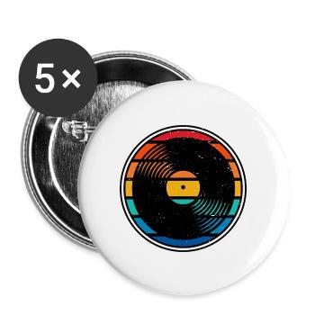 Schallplatte Platte Retro Vintage Design - Buttons groß 56 mm (5er Pack) - Weiß - Vorne