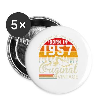 Einzigartig in seiner Art geboren 1957 Original Jahrgang - Buttons groß 56 mm (5er Pack) - Weiß - Vorne