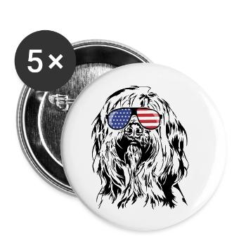 BRIARD Amérique Flag Lunettes de soleil Chiens Wilsigns - Lot de 5 grands badges (56 mm) - blanc - Devant