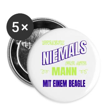 welpe geschenkidee schäferhund opa doggie geek - Buttons groß 56 mm (5er Pack) - Weiß - Vorne