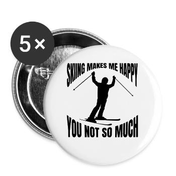 Skifahrer Weihnachten Ski Wintersport Skifahren - Buttons groß 56 mm (5er Pack) - Weiß - Vorne