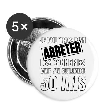 50 ans - Lot de 5 grands badges (56 mm) - blanc - Devant