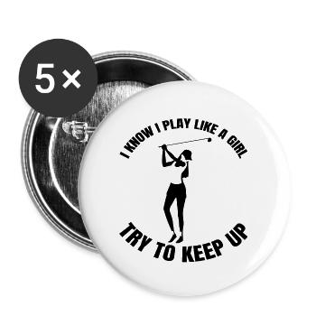 Golf Club Golf Balle Golf Filles Golfeuse - Lot de 5 grands badges (56 mm) - blanc - Devant