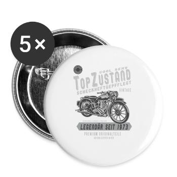 1973 Biker Top Zustand, Legendär, Legende, Bike, - Buttons groß 56 mm (5er Pack) - Weiß - Vorne