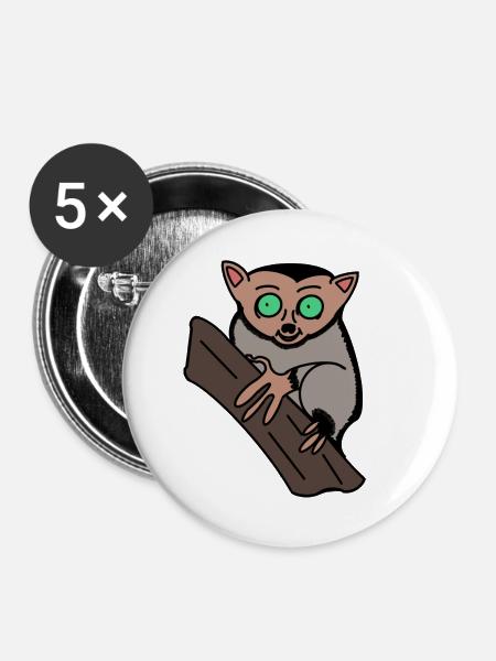 Konrad der Koboldmaki - Buttons groß 56 mm (5er Pack) - Weiß