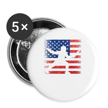Fencer American Flag T-Shirt I Proud Fence - Buttons large 2.2''/56 mm (5-pack) - white - Front