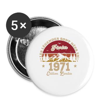 Les Légendes Sont Nées En Février 1971 - Lot de 5 grands badges (56 mm) - blanc - Devant