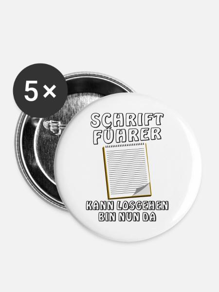 SCHRIFTFÜHRER - Buttons groß 56 mm (5er Pack) - Weiß