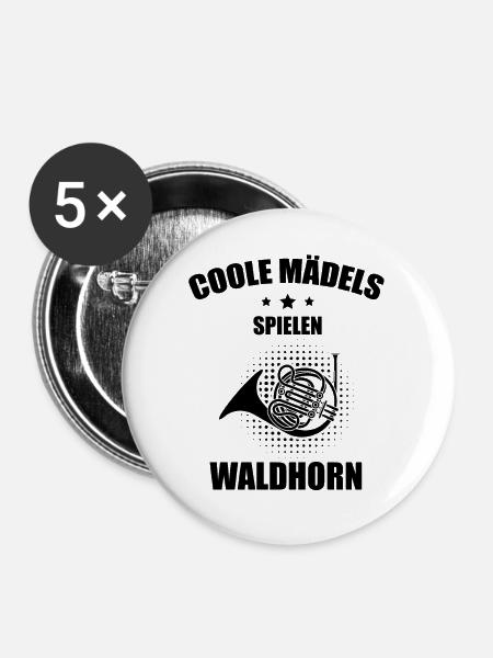 Waldhorn Waldhornspieler Waldhornist - Buttons groß 56 mm (5er Pack) - Weiß