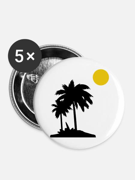 Palmen - Buttons groß 56 mm (5er Pack) - Weiß