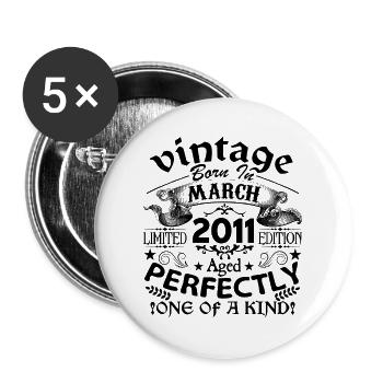 März 2011| Jahrgang 2011 | geboren im März - Buttons groß 56 mm (5er Pack) - Weiß - Vorne