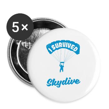 Ich habe mein erstes Fallschirmspringen überlebt - Buttons groß 56 mm (5er Pack) - Weiß - Vorne