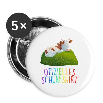 Offizielles Schlafshirt Kuh Schlafanzug - Buttons groß 56 mm (5er Pack) - Weiß - Vorne