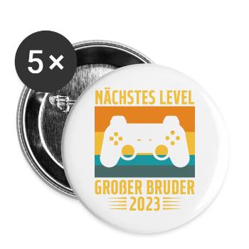 Ich Werde Großer Bruder 2023 - Buttons groß 56 mm (5er Pack) - Weiß - Vorne