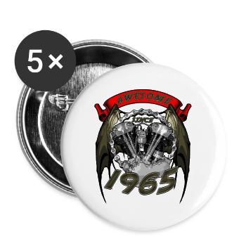 Génial depuis 1965, anniversaire du motard - Lot de 5 grands badges (56 mm) - blanc - Devant