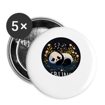 Lieblings Schlafshirt Panda Pandabär Nachtshirt - Buttons groß 56 mm (5er Pack) - Weiß - Vorne
