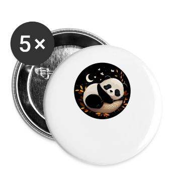 Lieblings Schlafshirt Panda Pandabär Nachtshirt - Buttons groß 56 mm (5er Pack) - Weiß - Vorne