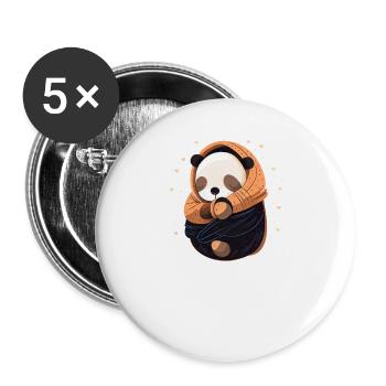 Lieblings Schlafshirt Panda Pandabär Nachtshirt - Buttons groß 56 mm (5er Pack) - Weiß - Vorne