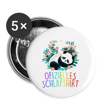 Offizielles Schlafshirt Panda Pandabär Nachtshirt - Buttons groß 56 mm (5er Pack) - Weiß - Vorne