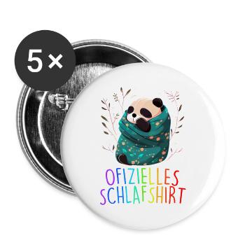 Offizielles Schlafshirt Panda Pandabär Nachtshirt - Buttons groß 56 mm (5er Pack) - Weiß - Vorne