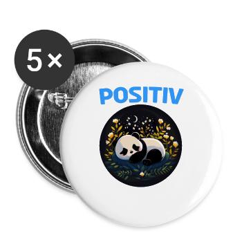Positiv Müde Panda Pandabären Fun Nachthemd Pajama - Buttons groß 56 mm (5er Pack) - Weiß - Vorne