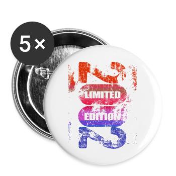 Edition Limitée 2002 - Anniversaire - Année - Lot de 5 grands badges (56 mm) - blanc - Devant