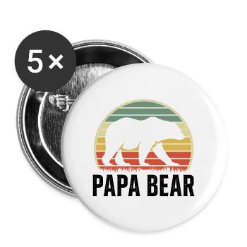 Papa Bear Proud Daddy Proud Dad - Buttons large 2.2''/56 mm (5-pack) - white - Front