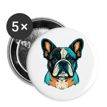 Cute French Bulldog in abstract colors - Buttons large 2.2''/56 mm (5-pack) - white - Front