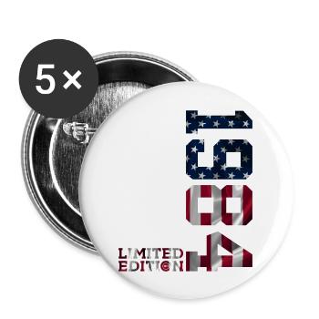 ÉDITION LIMITÉE 1984 ANNIVERSAIRE AMÉRICAIN - Lot de 5 grands badges (56 mm) - blanc - Devant