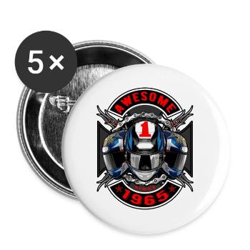 Awesome since 1965, Biker Geburtstag - Buttons groß 56 mm (5er Pack) - Weiß - Vorne