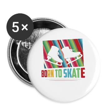 Born To Skate Skating Figure Skater - Buttons groß 56 mm (5er Pack) - Weiß - Vorne
