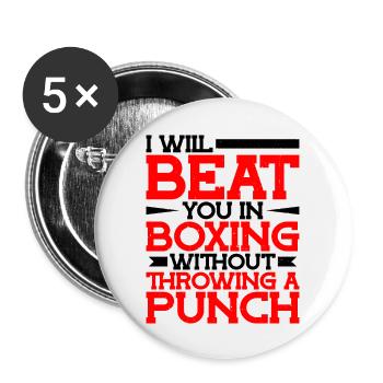 Will Beat You In Boxing Without Throwing A Punch - Buttons groß 56 mm (5er Pack) - Weiß - Vorne