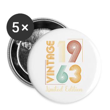 Vintage 1963 Limited Edition 60th Birthday GESCHENK - Buttons groß 56 mm (5er Pack) - Weiß - Vorne