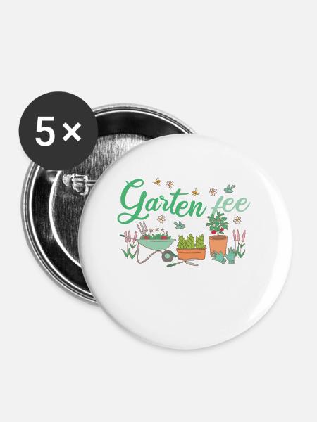 Gartenfee Garten Fee Gärtnerin Hobbygärtnerin - Buttons groß 56 mm (5er Pack) - Weiß