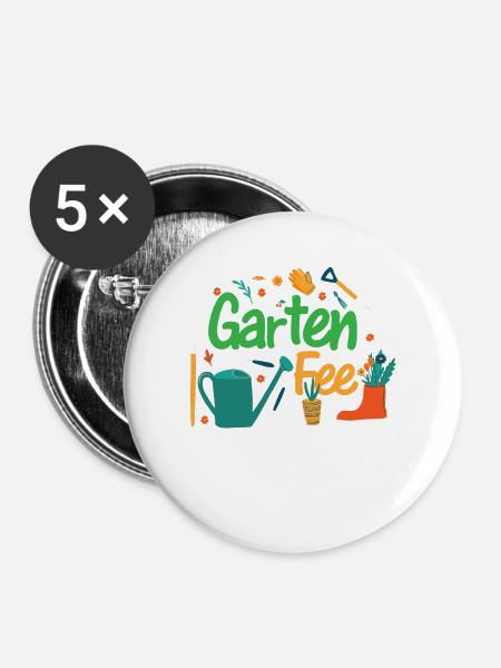 Gartenfee Garten Fee Gärtnerin Hobbygärtnerin - Buttons groß 56 mm (5er Pack) - Weiß