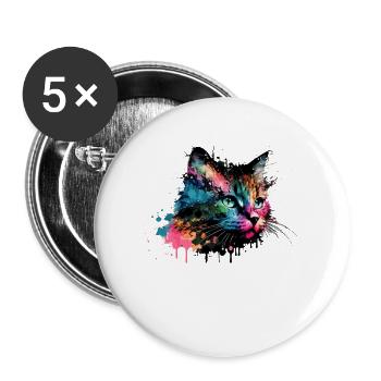 Mignon petit chat Pour les amoureux des chats Coloré - Lot de 5 grands badges (56 mm) - blanc - Devant