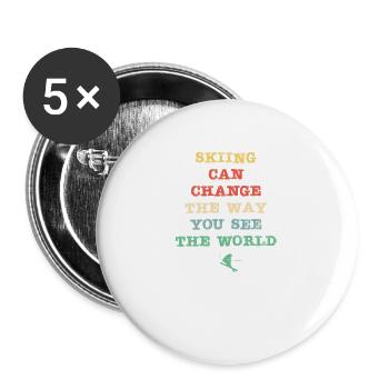 Le ski peut changer votre façon de voir le monde - Lot de 5 grands badges (56 mm) - blanc - Devant